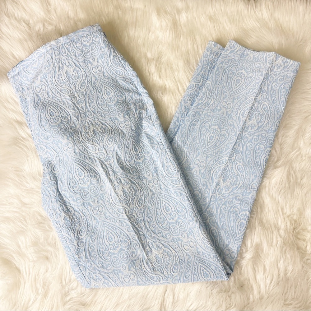 J. McLaughlin Blue Printed Straight Leg Pants Size 6
